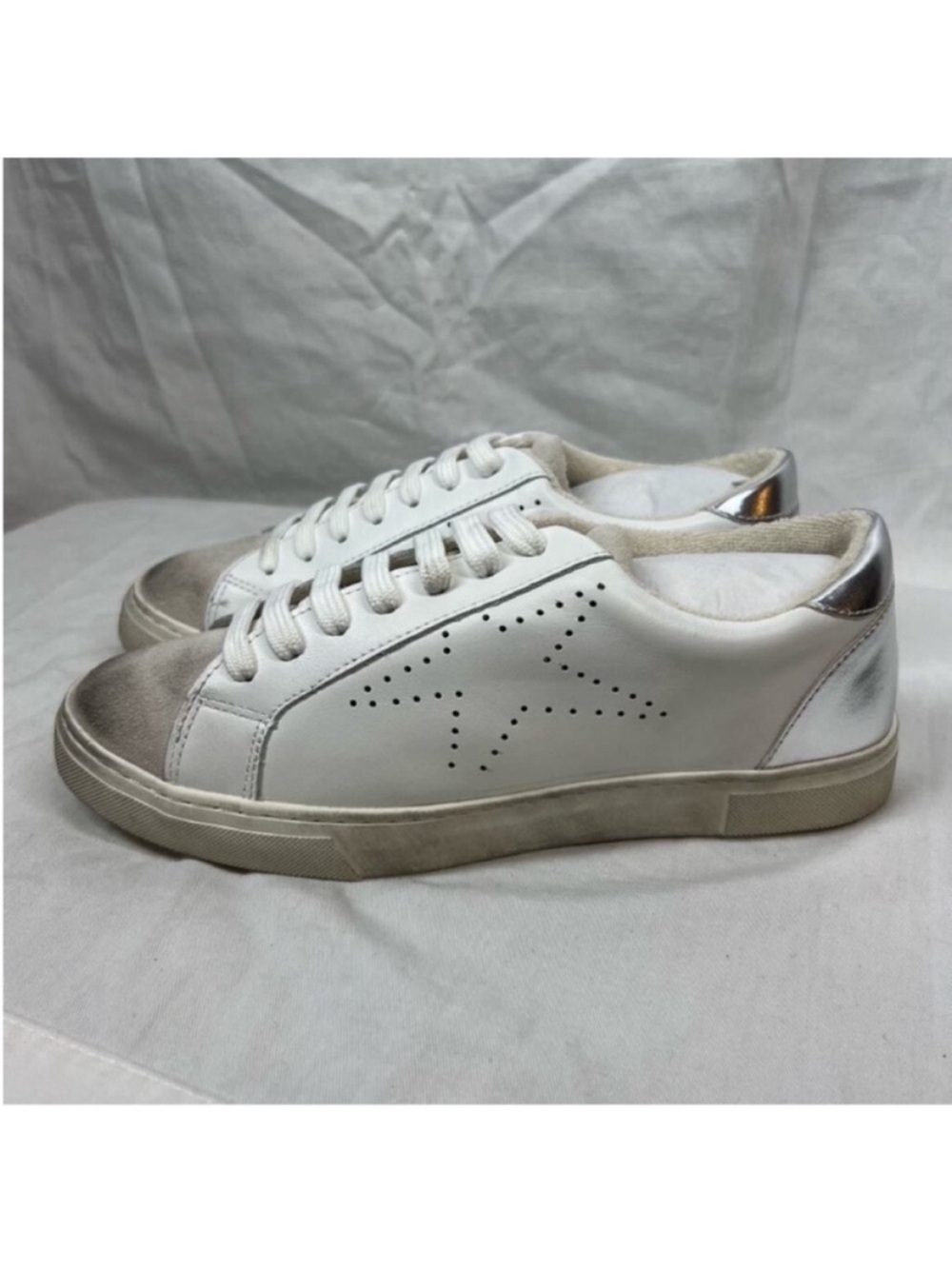 Steven New York Leather Suede White Distressed Rezza Low Top Sneakers